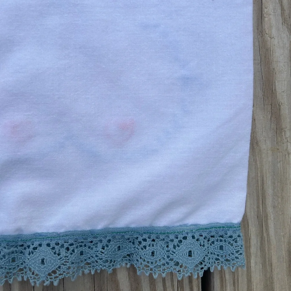 Vtg Handmade Embroidered Pillowcase Flour Sack 19x28 Cottagecore Grandma Hearts‎